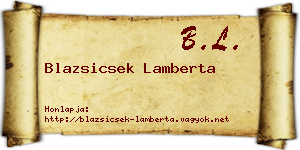 Blazsicsek Lamberta névjegykártya
